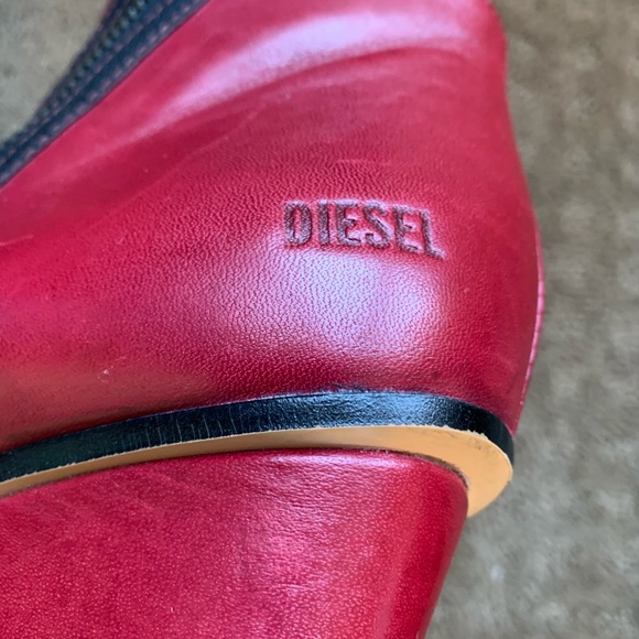 Diesel red leather wedge booties - Picture 10 of 14